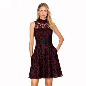 NWT 💕 Rachel Roy • Sheer Lace Mock Neck Dress • Size 4